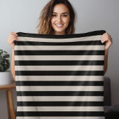 Zwart en Ivoor Strepen | Moderne boerderij groot Fleece Deken