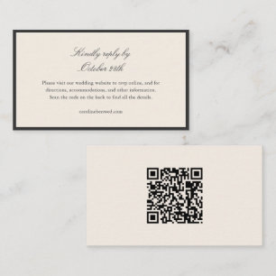 Zwart en ivoor trouw RSVP QR-code website Informatiekaartje