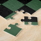 Zwart en jager groen geruit patroon legpuzzel (Zijkant)