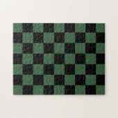 Zwart en jager groen geruit patroon legpuzzel (Horizontaal)