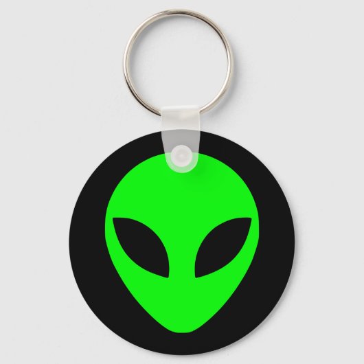 Zwart en kalkgroen Alien Head Sleutelhanger (Voorkant)