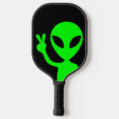Zwart en kalkgroen Alien-vredesteken Pickleball Paddle (Achterkant)