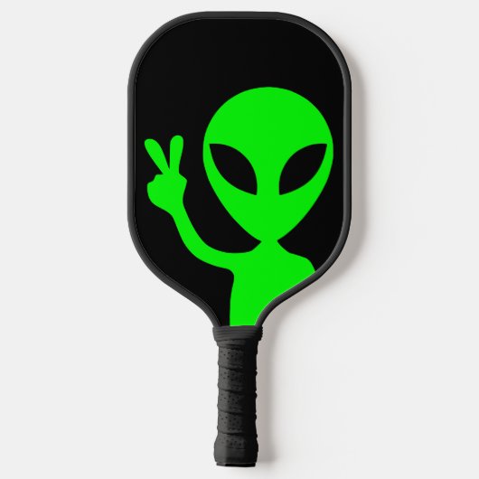 Zwart en kalkgroen Alien-vredesteken Pickleball Paddle (Achterkant)
