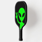 Zwart en kalkgroen Alien-vredesteken Pickleball Paddle (Links)