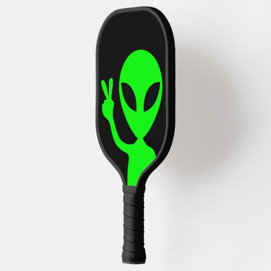 Zwart en kalkgroen Alien-vredesteken Pickleball Paddle (Links)