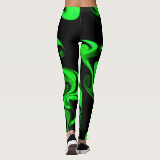 Zwart en kalkgroen leggings (Achterkant)