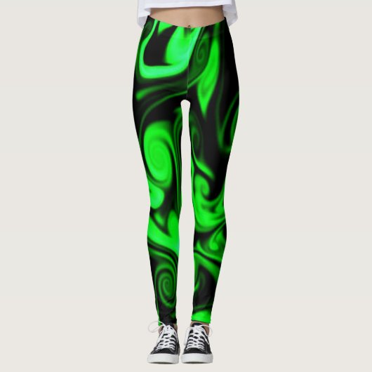 Zwart en kalkgroen leggings (Voorkant)