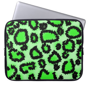 Zwart en kalkgroen luipspatroon afdrukken. laptop sleeve