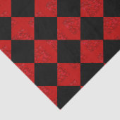 Zwart en karmozijnrood diamantcontrolepatroon tissuepapier (Detail)