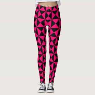Zwart en kastanjebruin geometrisch textuurpatroon leggings