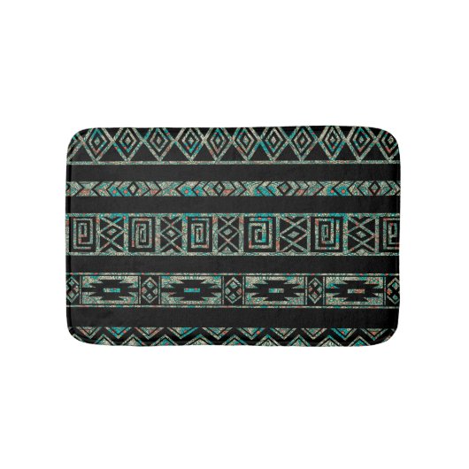 Zwart en kleurrijk driehoekspatroon badmat (Voorkant)