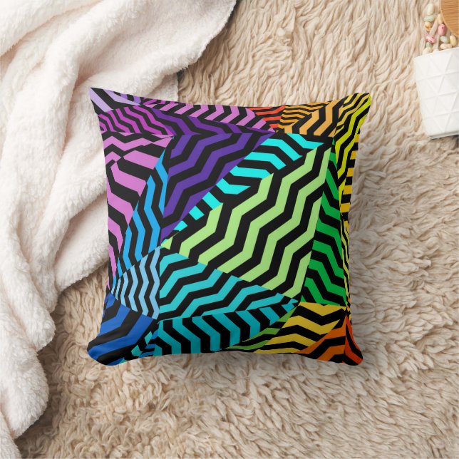 Zwart en kleurrijk patroon abstract geometrisch kussen (Deken)