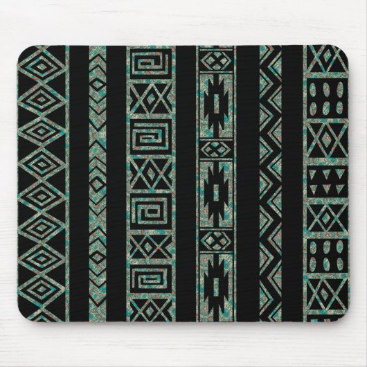 Zwart en kleurrijk tribal geometrisch patroon 2 muismat (Voorkant)