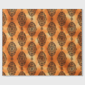 Zwart en koper Halloween  Damaspatroon Cadeaupapier (Vlak)