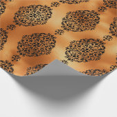 Zwart en koper Halloween  Damaspatroon Cadeaupapier (Hoek)