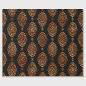 Zwart en koper Halloween  Damaspatroon Cadeaupapier (Vlak)