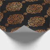 Zwart en koper Halloween  Damaspatroon Cadeaupapier (Hoek)