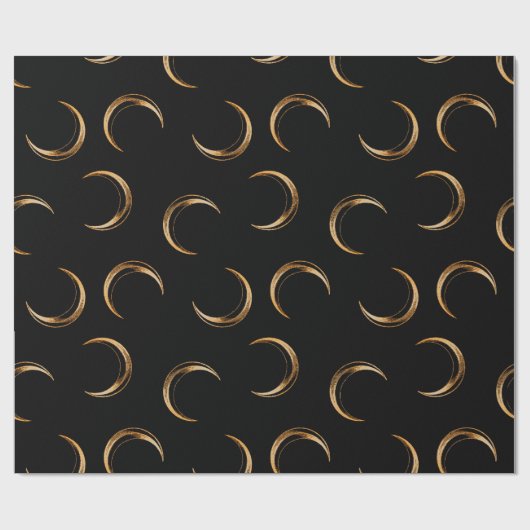 Zwart en koper Halloween Moon patroon Cadeaupapier (Vlak)