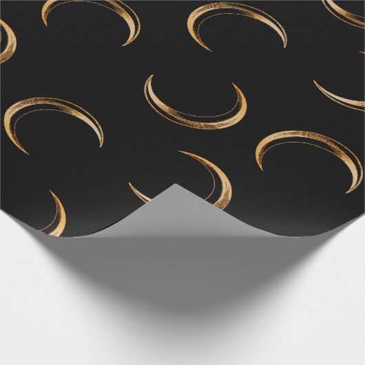 Zwart en koper Halloween  Moon patroon Cadeaupapier (Hoek)