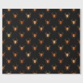 Zwart en Koper Halloween Spider Folie Cadeaupapier (Vlak)