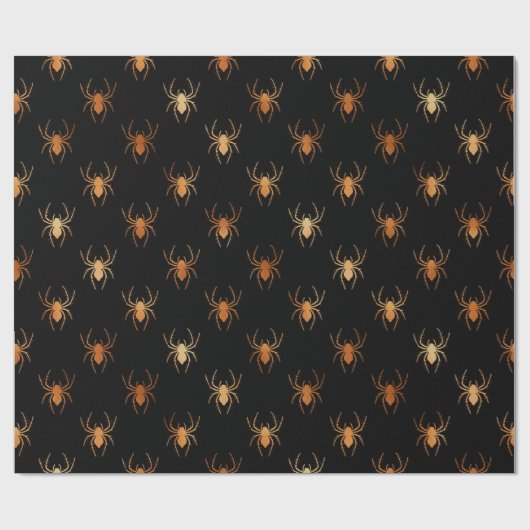 Zwart en Koper Halloween Spider Folie Cadeaupapier (Vlak)