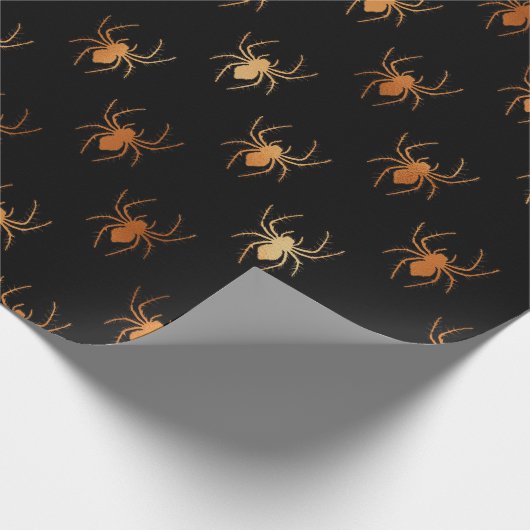 Zwart en Koper Halloween Spider Folie Cadeaupapier (Hoek)