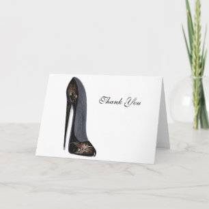 Zwart en Koper Stiletto Schoen Art Gifts Bedankkaart