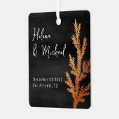 Zwart en Koper Winter Bruiloft Pine Branch Metalen Ornament (Voorkant links)
