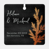 Zwart en Koper Winter Bruiloft Pine Branch Metalen Ornament (Voorkant)