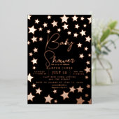 zwart en koperen ster Baby Shower Uitnodiging drin (Staand Voorkant)
