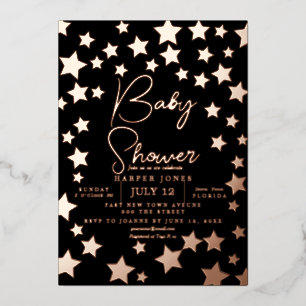 zwart en koperen ster Baby Shower Uitnodiging sip