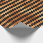 Zwart en koperen strepen cadeaupapier (Hoek)
