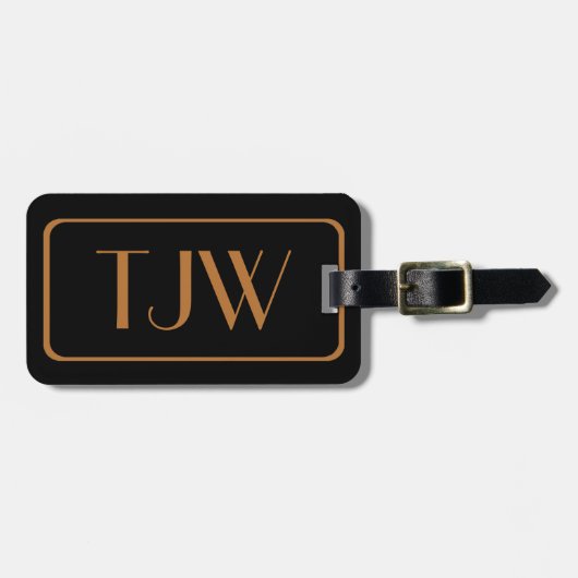 Zwart en koperkleur geparafeerde Bagagelabels (Voorkant horizontaal)