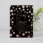 zwart en koperster Baby shower Nodig sip & see uit Folie Uitnodiging (Staand Voorkant)