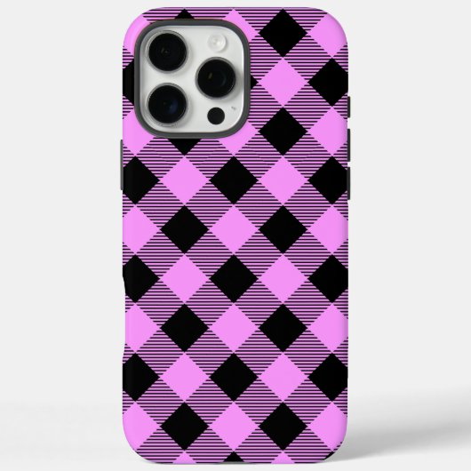 Zwart en Koraal Geruit Case-Mate iPhone Case (Achterkant)