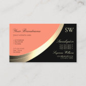Zwart en koraal goud decor met monogram legant visitekaartje (Achterkant)