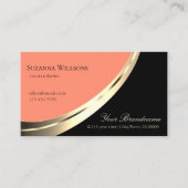 Zwart en koraal met decoratieve gouddeklaag visitekaartje (Voorkant)