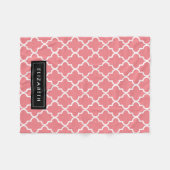 Zwart en koraal Quatrefoil | Fleece Blanket (Voorkant (Horizontaal))