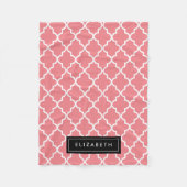 Zwart en koraal Quatrefoil | Fleece Blanket (Voorkant)