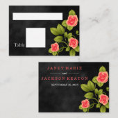 Zwart en koraal Roos bruiloft Plaatskaartje (Voorkant / Achterkant)