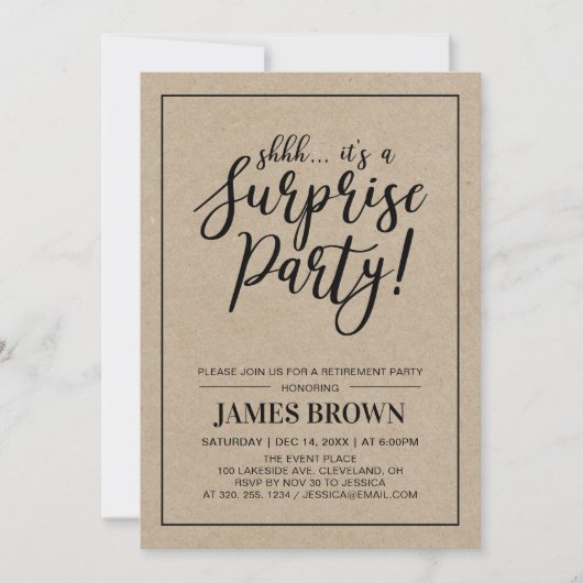 Zwart en Kraft | Pensioneringspartij voor moderne  Kaart (Voorkant)