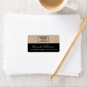 Zwart en Kraft zien logo vrouwelijk terugkeeradres Etiket (Insitu)