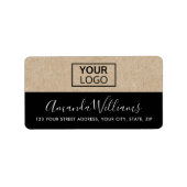 Zwart en Kraft zien logo vrouwelijk terugkeeradres Etiket (Voorkant)