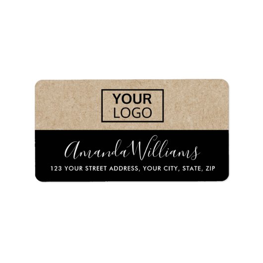 Zwart en Kraft zien logo vrouwelijk terugkeeradres Etiket (Voorkant)