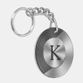 Zwart en kunstzilver geometrisch ontwerp sleutelhanger (Voorkant Links)