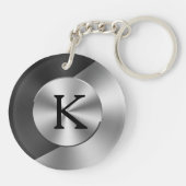 Zwart en kunstzilver geometrisch ontwerp sleutelhanger (Achterkant)