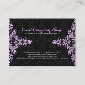 Zwart en lavendel bloemenkant visitekaartje (Achterkant)