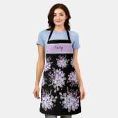 Zwart en Lavendel Wildflower Bloemen Boeket Schort (Gedragen)