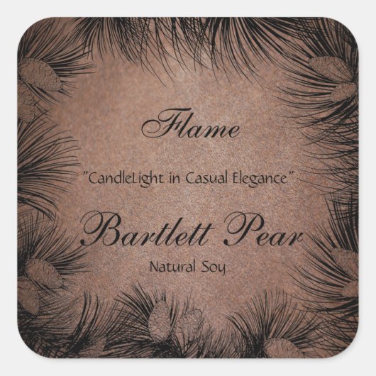 Zwart en lederen Pine Tree Border Candle Label (Voorkant)
