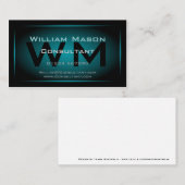 Zwart en licht blauw omhuld monogram - Visitekaart Visitekaartje (Voorkant / Achterkant)